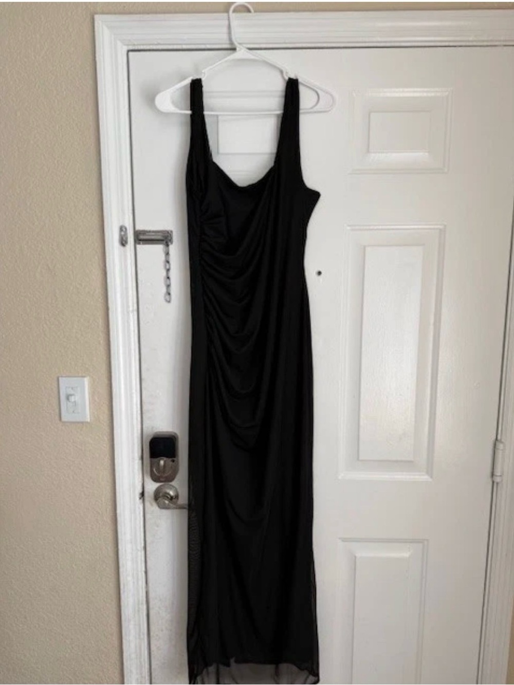 PrettyLittleThing Black Draped Maxi Dress